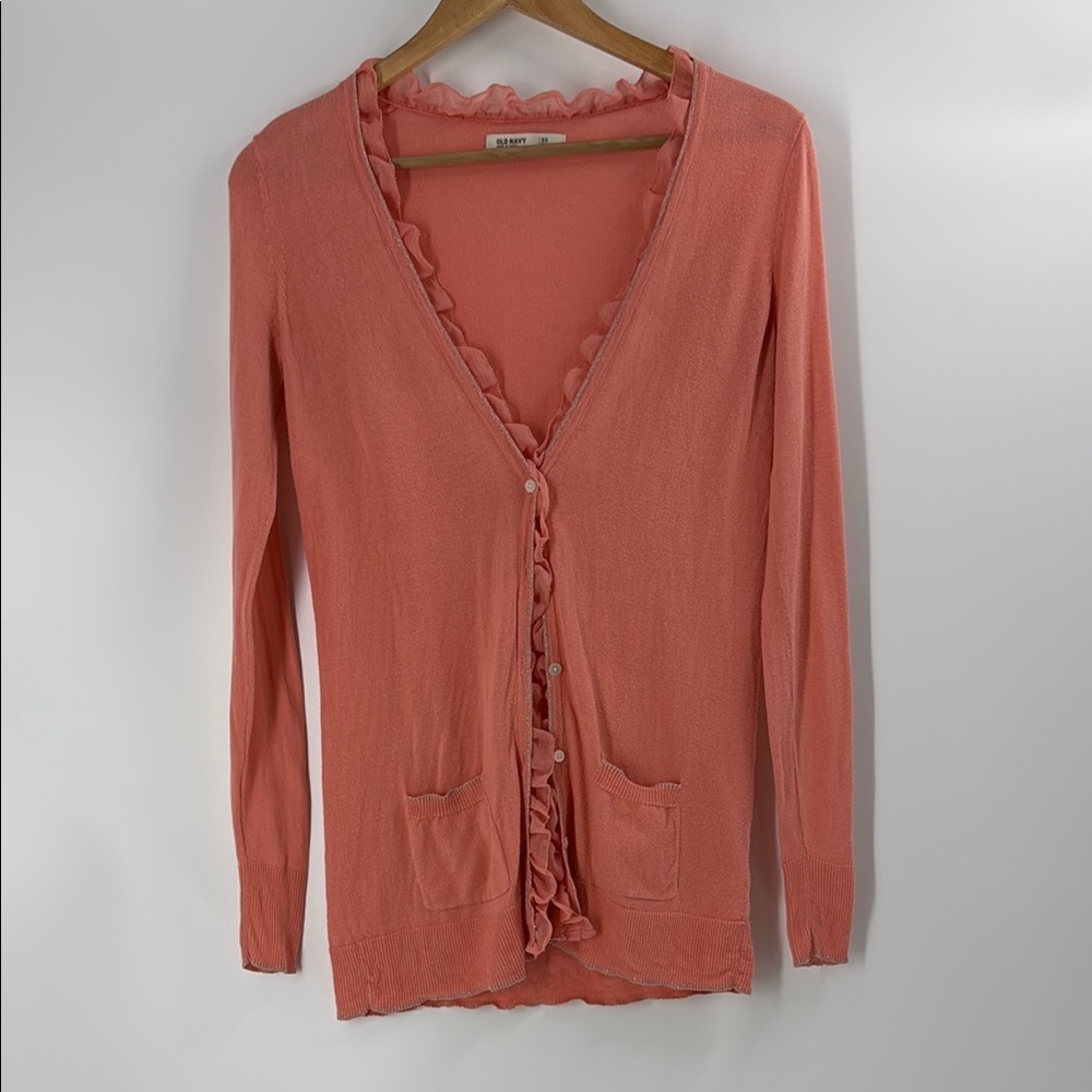 Old Navy tangerine lightweightllace, trim, silver sparkle, detail spring summer
